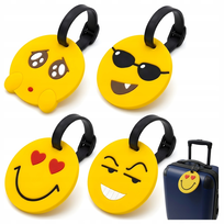 4 SZT. ETYKIETY BAGAŻOWE NA WALIZKĘ EMOJI ZAWIESZKI NA BAGAŻ INFORMACYJNE