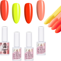 4x Lakier Hybrydowy ALLELAC ZESTAW Summer Lato Beach Bliss Pomarańcze Neony