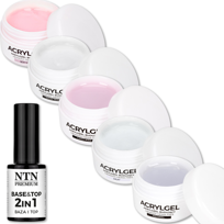 5x Akrylożel Budujący Do Paznokci NTN Premium 30g Acrylgel + Base&Top