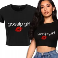KOSZULKA KRÓTKA CZARNA Damska Prezent Dla Fana Plotkary GOSSIP GIRL Wz - M