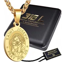 ZŁOTY ŁAŃCUSZEK Z MEDALIKIEM ZE ŚWIĘTYM JÓZEFEM SPLOT KRÓLEWSKI PREMIUM BOSTON JEWELLERY