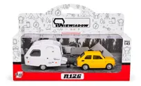 Zestaw Fiat 126p żółty + przyczepa Kemping Niewiadów N126