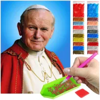 Haft Diamentowy ARTULIO, Obraz DIY 5D, Diamond Painting, Mozaika diamentowa 30x40cm (Papież Jan Paweł II) + zestaw akcesoriów