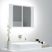 vidaXL Szafka łazienkowa z lustrem i LED, biała, 60x12x45 cm, akryl