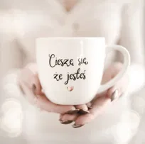 Kubek 300 ml - Cieszę się, że jesteś ZŁOTE SERCE