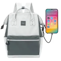 Sportowy plecak Himawari pojemny miejski plecaczek na laptopa tornister z portem USB, szary antracytowy
