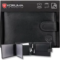 Portfel Męski Skórzany RFID - Koruma, Czarny, SM-905GBL