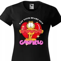 Koszulka Czarna Damska T-Shirt GARFIELD Rudy Kot Garfield Top Wzory - XL