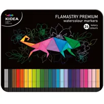 Flamastry kwadratowe w metalowym pudłeku Kidea 24 kolory