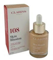 Clarins, Skin Illusion, rozświetlający podkład do twarzy 108 Sand, SPF 15, 30 ml