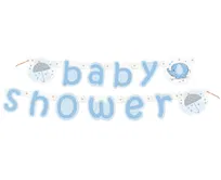 Banner, Baby Shower, Słonik, niebieski