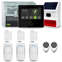 Alarm bezprzewodowy WiFi GSM 4G z TUYA, HUXGO HXA502 4G B R3D3 BS + syrena zewnętrzna