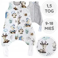 BabyU, Śpiworek całoroczny nogawki skarpetki bawełna 1,5 TOG 9-18 mieś BLISS