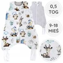 BabyU, Śpiworek letni nogawki skarpetki muślin bawełna 0,5 TOG 9-18 mieś BLISS