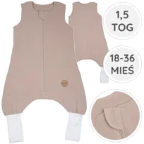BabyU, Śpiworek Muślinowy Nogawki Skarpetki Miękki Całoroczny 1,5 TOG 18-36 mieś LATTE