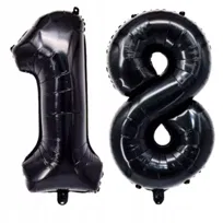 BALONY NA 18 URODZINY CZARNE FOLIOWE CYFRY DUŻE 92 CM OSIEMNASTKA IMPREZA