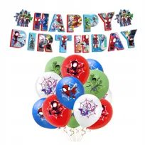 Balony Urodzinowe Spidey I Super Kumple Baner Happy Birthday Zestaw Balonów