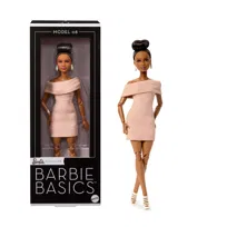Barbie Basics Model 08, Kolekcjonerska lalka modowa brunetka, beżowa sukienka i buciki na obcasie, dla dzieci 6+, fanów i kolekcjonerów JJX27