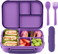 Bento box na lunch 1,2 l z 4 przegródkami i sztućcami dla dzieci