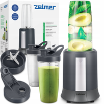 BLENDER KIELICHOWY PERSONALNY ZELMER DO KOKTAJLI KRUSZY LÓD 2 BUTELKI 1200W Zelmer