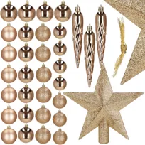 Bombki choinkowe 33 szt. zawieszki na choinkę ozdoby świąteczne z gwiazdą rose gold