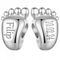 Charms do Pandora Zawieszka Charms Stópka Grawer Srebro 925 Charms MODA TRUSKY