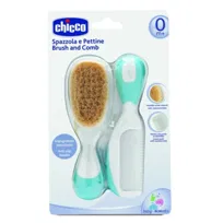 Chicco, Szczotka z naturalnym włosiem, +grzebyk, 0m+
