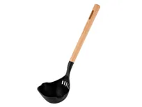 Chochla Florina Timber 32 cm czarna z drewnianym uchwytem do zupy