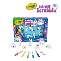 Crayola Figurki do malowania i mycia - zestaw zwierzątka 7 szt., flamastry zmywalne 5 szt., szczoteczka Scribble Scrubbie Unipets 3+