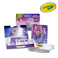 Crayola Zestaw artystyczny (kolorowanki dla dzieci, szkicownik, naklejki, plakaty, kredki wykręcane, flamastry) 45+ el. KPop Demon Hunters 8+
