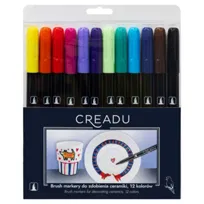 CREADU, Brush markery do szkła i ceramiki, 12 kolorów