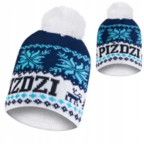 Czapka zimowa PIŹDZI z pomponem meska damska ciepła P16 polar termoaktywny