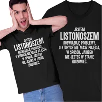 Czarna Koszulka dla Listonosza Rozwiązuję Problemy Prezent Urodzinowy