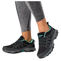 Czarne buty trekkingowe damskie buty sportowe softshell na bieżnikowanej podeszwie sznurowane turkusowe wstawki Carla 8452-38