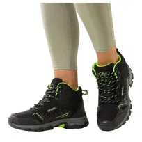 Czarne buty trekkingowe damskie z seledynowymi dodatkami sznurowane softshell Casu Y7997-7-37