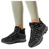 Czarne buty trekkingowe damskie z szarymi dodatkami sznurowane softshell Casu B2112-1-39