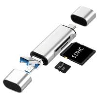 Czytnik kart pamięci SD, microSD | USB, micro USB, USB typ C | USB OTG | CR-004-Czarny