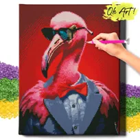 DIAMOND PAINTING 5D z RAMĄ Zwierzęta Haft Diamentowy Duży Flamingo Adwokat Mozaika 40x50 cm