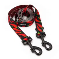 Długa Smycz Dla Psa Przepinana Regulowana Red Hot Chili 2,5 cm, czarny karabińczyk 8cm-300 cm