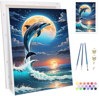 DO ZESTAW MALOWANIA NUMERAMI 20X30CM DELFIN AKRYLOWY RELAKS KREATYWNY