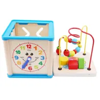  Drewniana kostka edukacyjna dla dzieci sorter zegar zabawka Montessori
