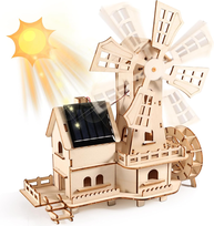 Drewniane puzzle 3D domek wiatraka, zestaw zrób to sam, edukacyjny STEM