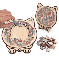 Drewniane PUZZLE 3D KOTKI Pastelowe ANTYSTRESOWE w Ramce Układanka z Drewna