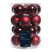 Duże Szklane Bordowe Bombki Choinkowe Gładkie Matowe 6 cm kpl. 20 szt.