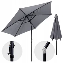DUŻY PARASOL OGRODOWY 300 CM SKŁADANY REGULOWANY SOLIDNY SKOŚNY Z KORBĄ