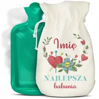 DUŻY TERMOFOR Gumowy Ogrzewacz Zielony DLA NAJLEPSZEJ BABUNI IMIĘ Wzory