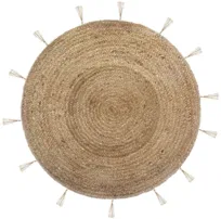 Dywan okrągły, jutowy ze złotym, 80 cm