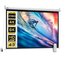 Ekran projekcyjny HOMCOM 171 x 130 cm, 84 cale, 4:3, HD, 4K, ekran projekcyjny, silnik elektryczny, z pilotem, do kina domowego lub prezentacji, biały