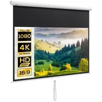 Ekran projekcyjny HOMCOM 187 x 150 cm 80 cali 16:9 HD 4K Ekran zwijany do kina domowego lub prezentacji biurowych