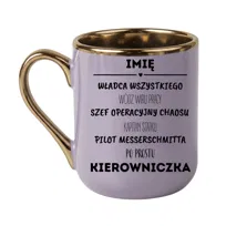 Elegancki kubek Władza wszystkiego szef kierowniczka + imię 330 Fiolet